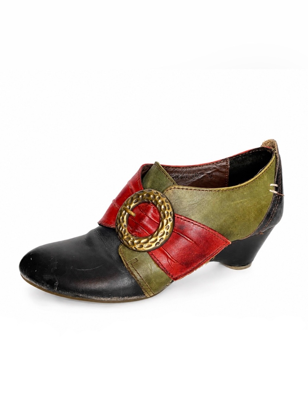 L’Artiste Spring Step Renaissance Leather Colorblock Buckle Shoes